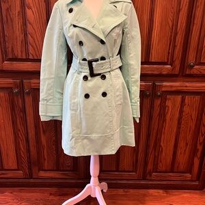 New York & Company Green Trench Coat Classic Design